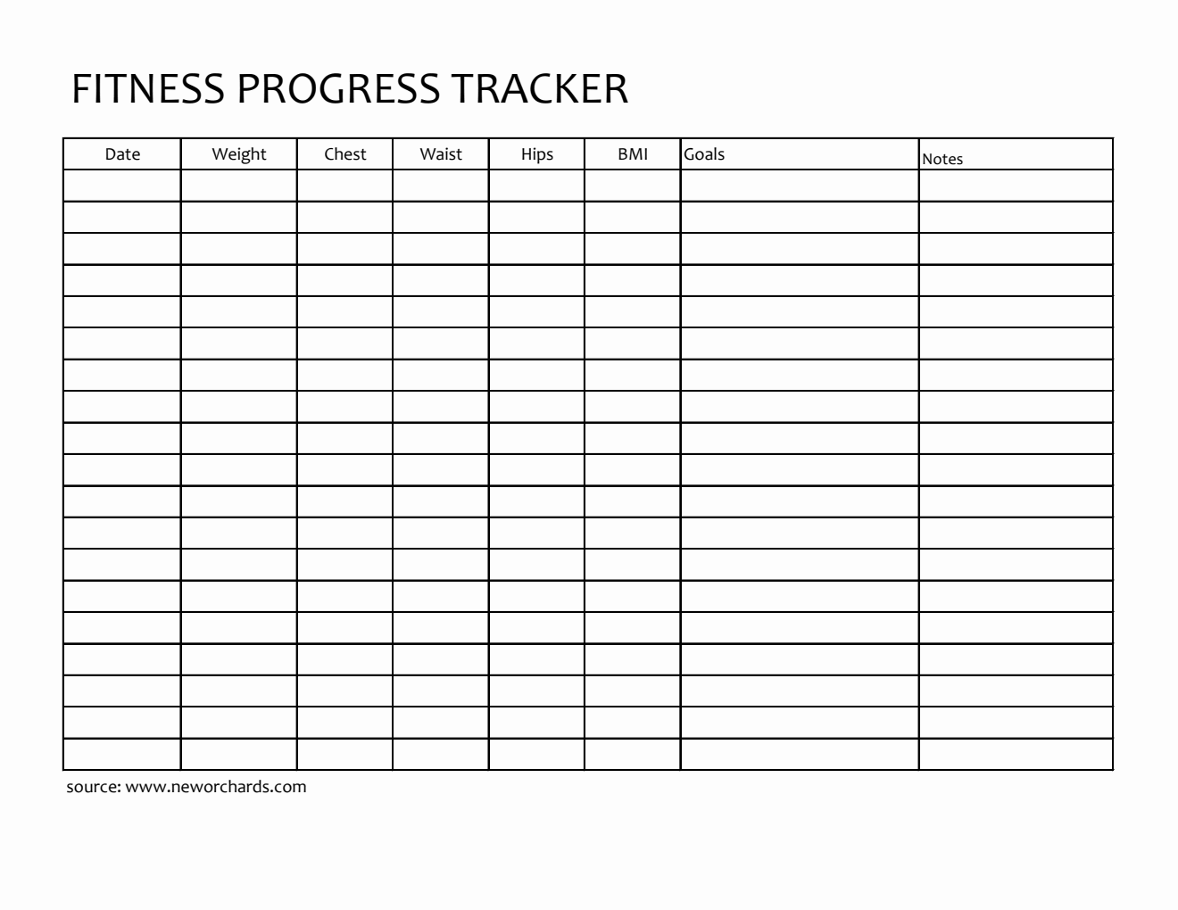 Free Printable Fitness Progress Tracker (Excel)