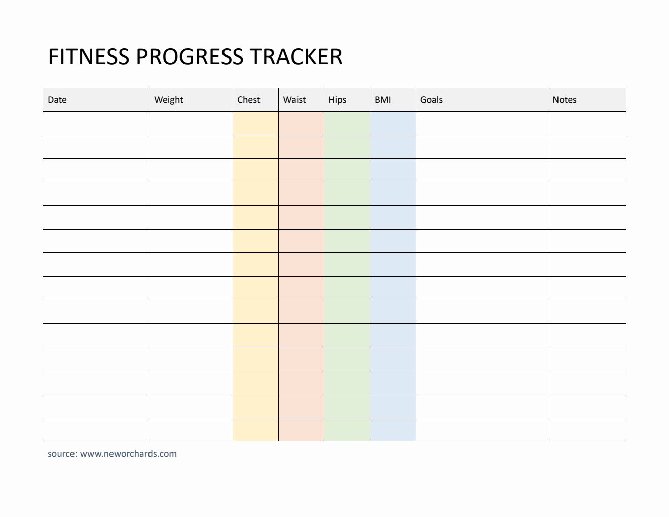 Free  Fitness Progress Tracker (Word)