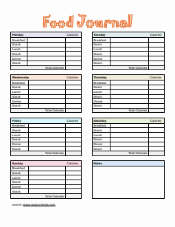 Food Journal Template Word