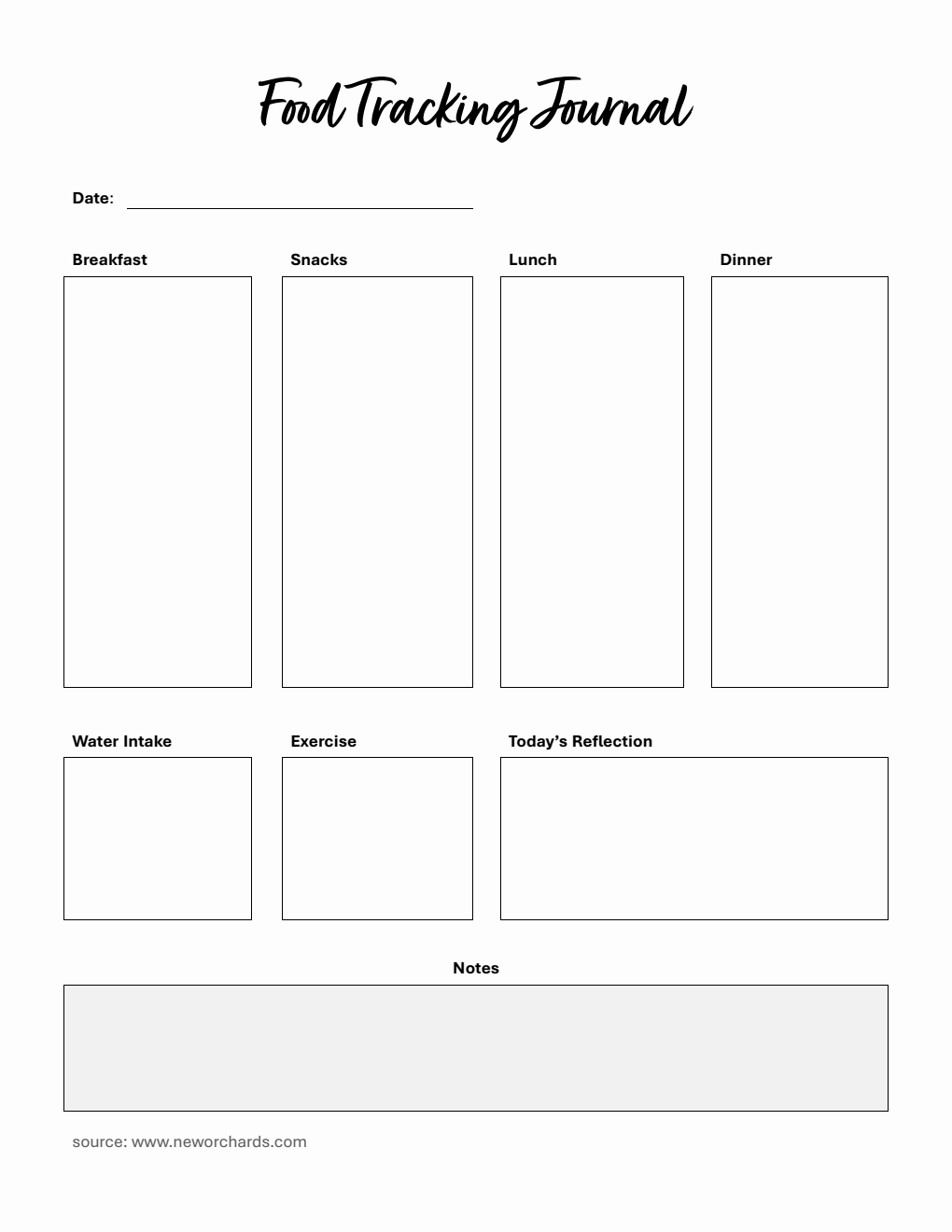 Food Tracking Journal Template Word (Printable)