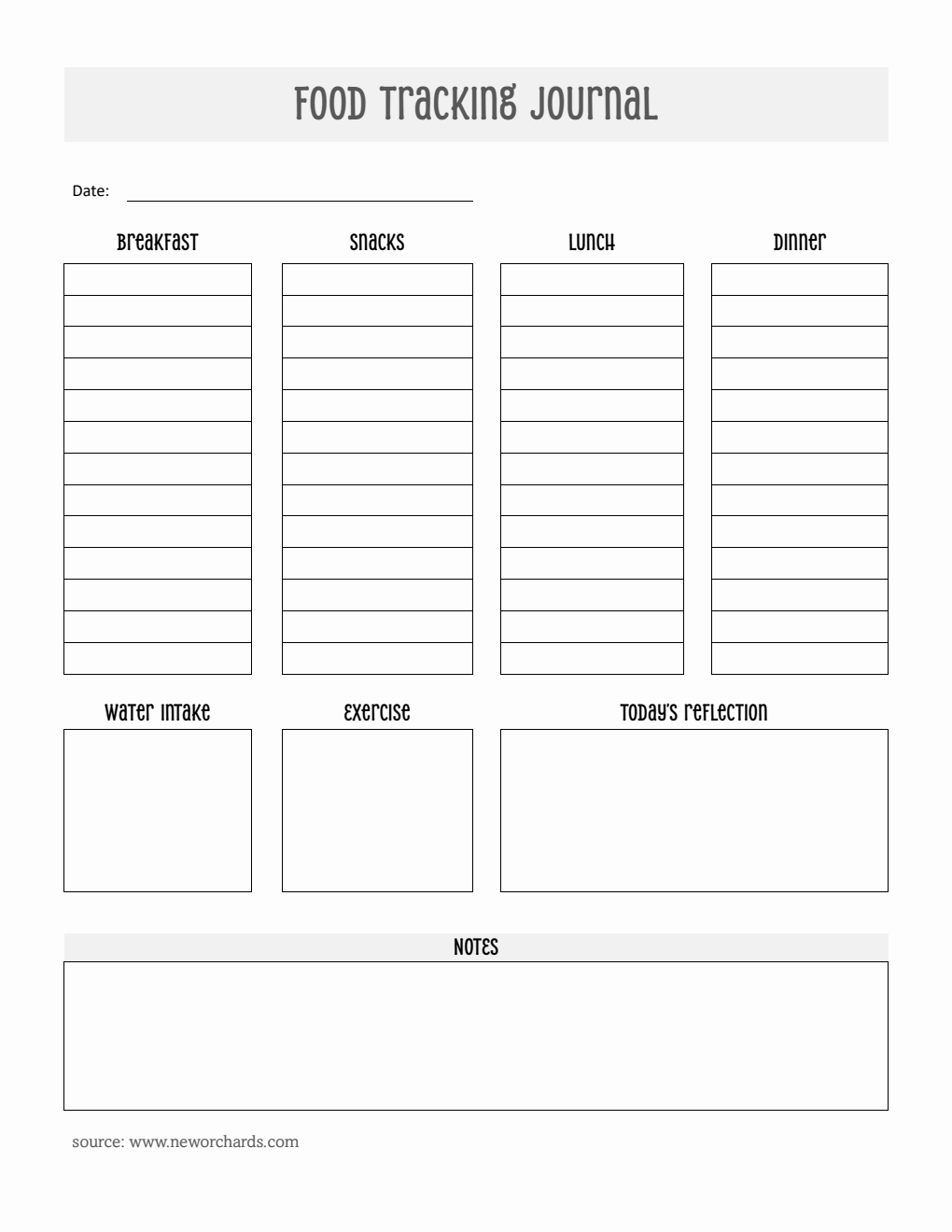 Food Tracking Journal Template Word (Simple)