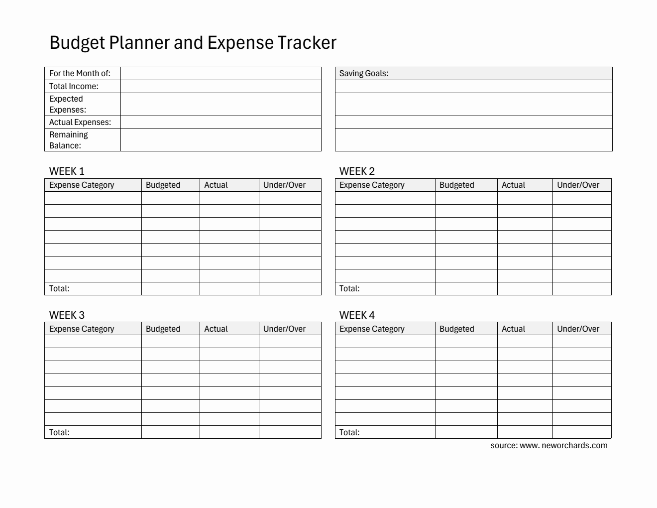 Free Printable Budget Planner and Expense Tracker in Word