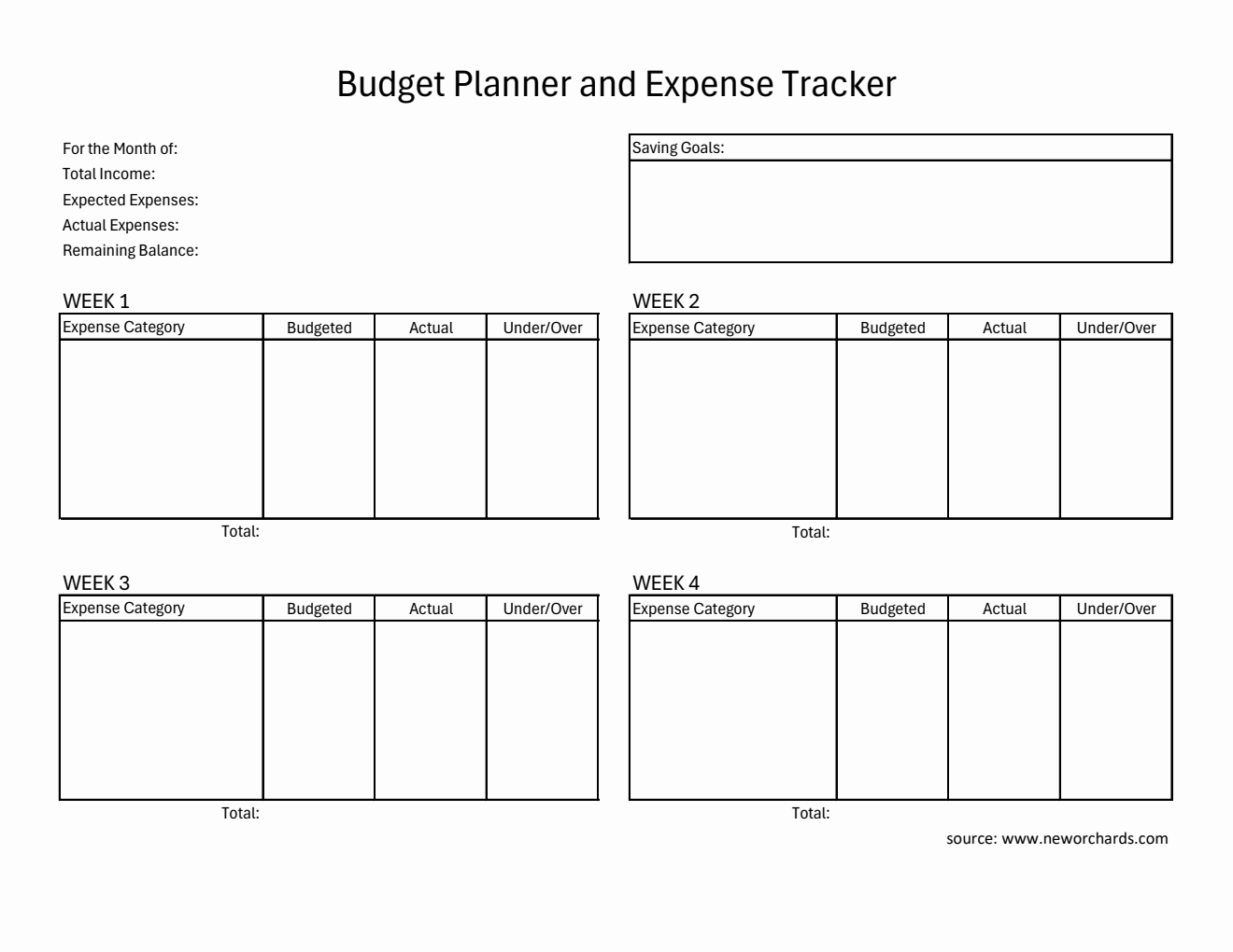 Free Basic Budget Planner and Expense Tracker in Excel