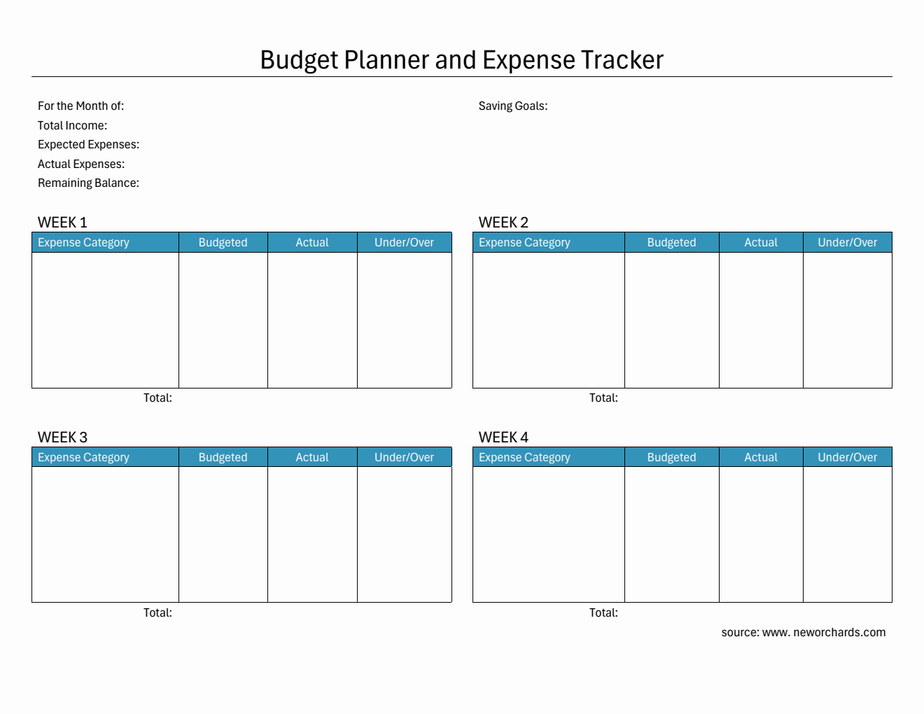 Free Customizable Budget Planner and Expense Tracker in Word