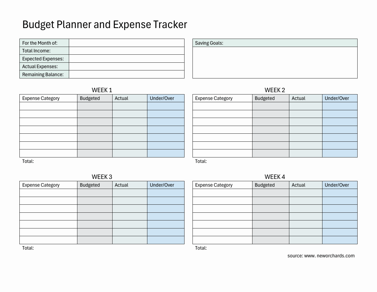 Free  Budget Planner and Expense Tracker in Word