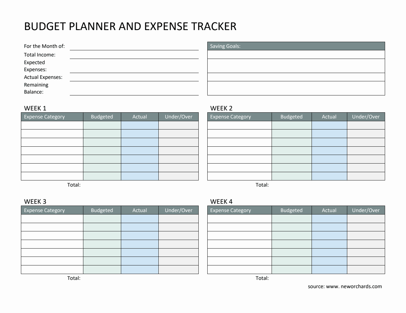 Free Bordered Budget Planner and Expense Tracker in Word