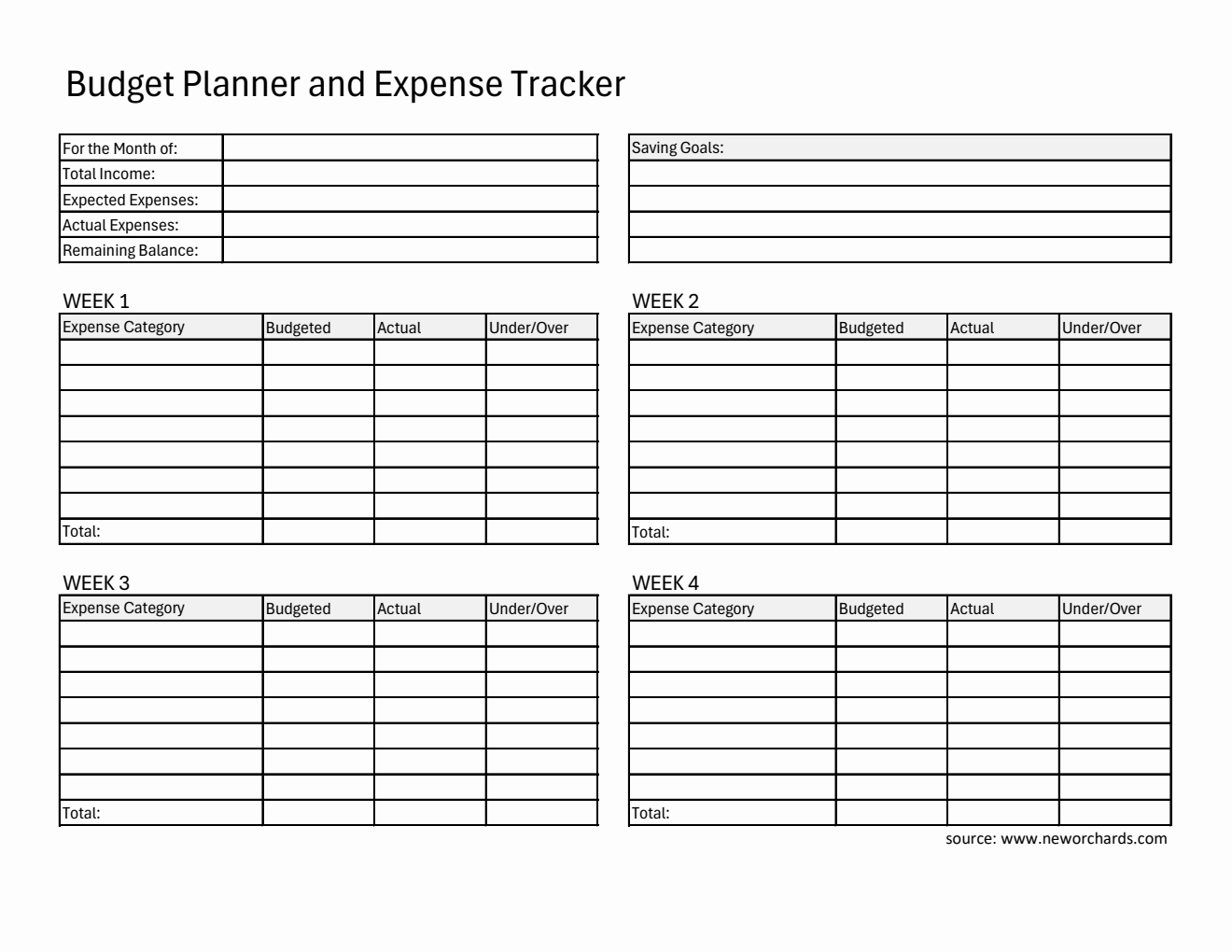 Free Printable Budget Planner and Expense Tracker in Excel