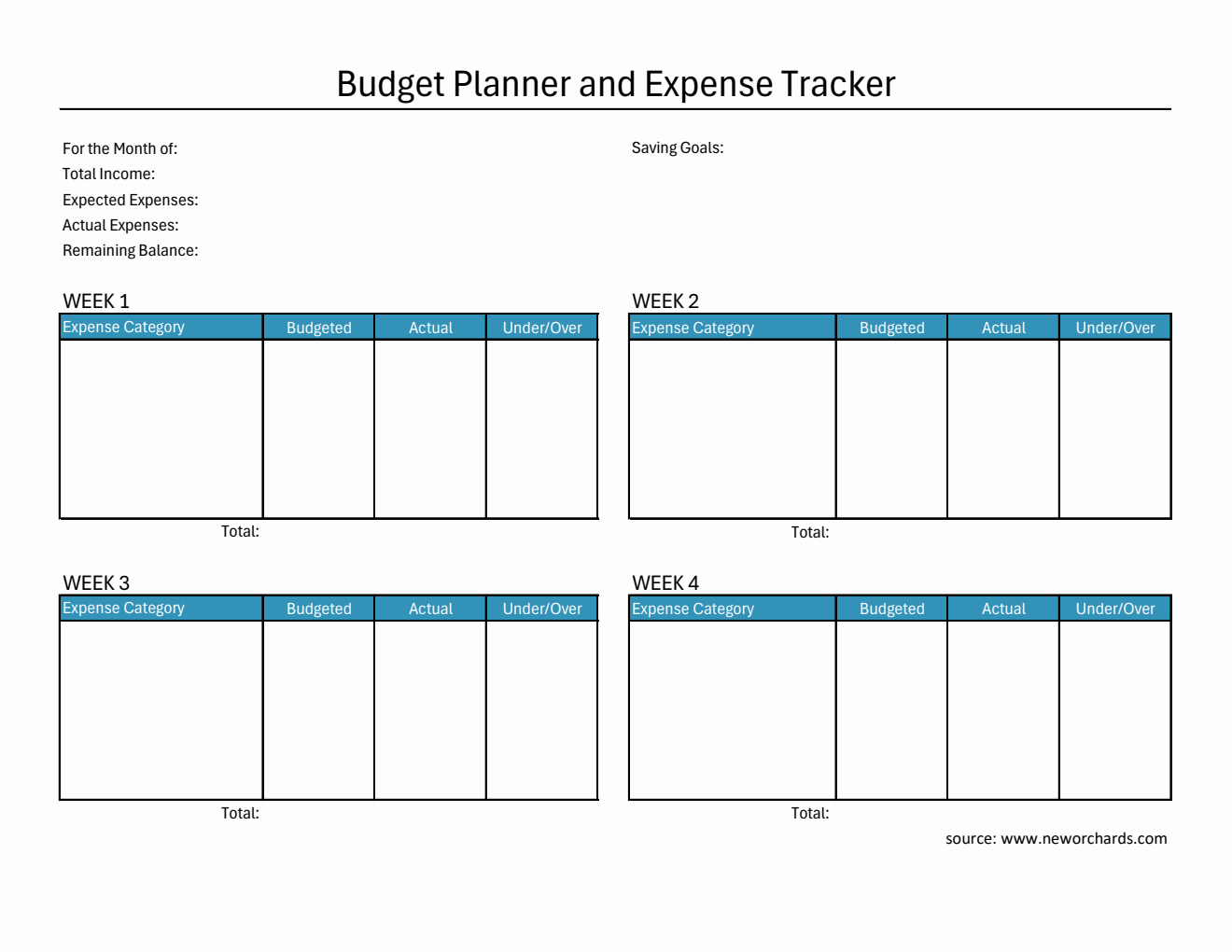 Free Customizable Budget Planner and Expense Tracker in Excel