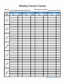 Free Basic Calorie Tracker Spreadsheet