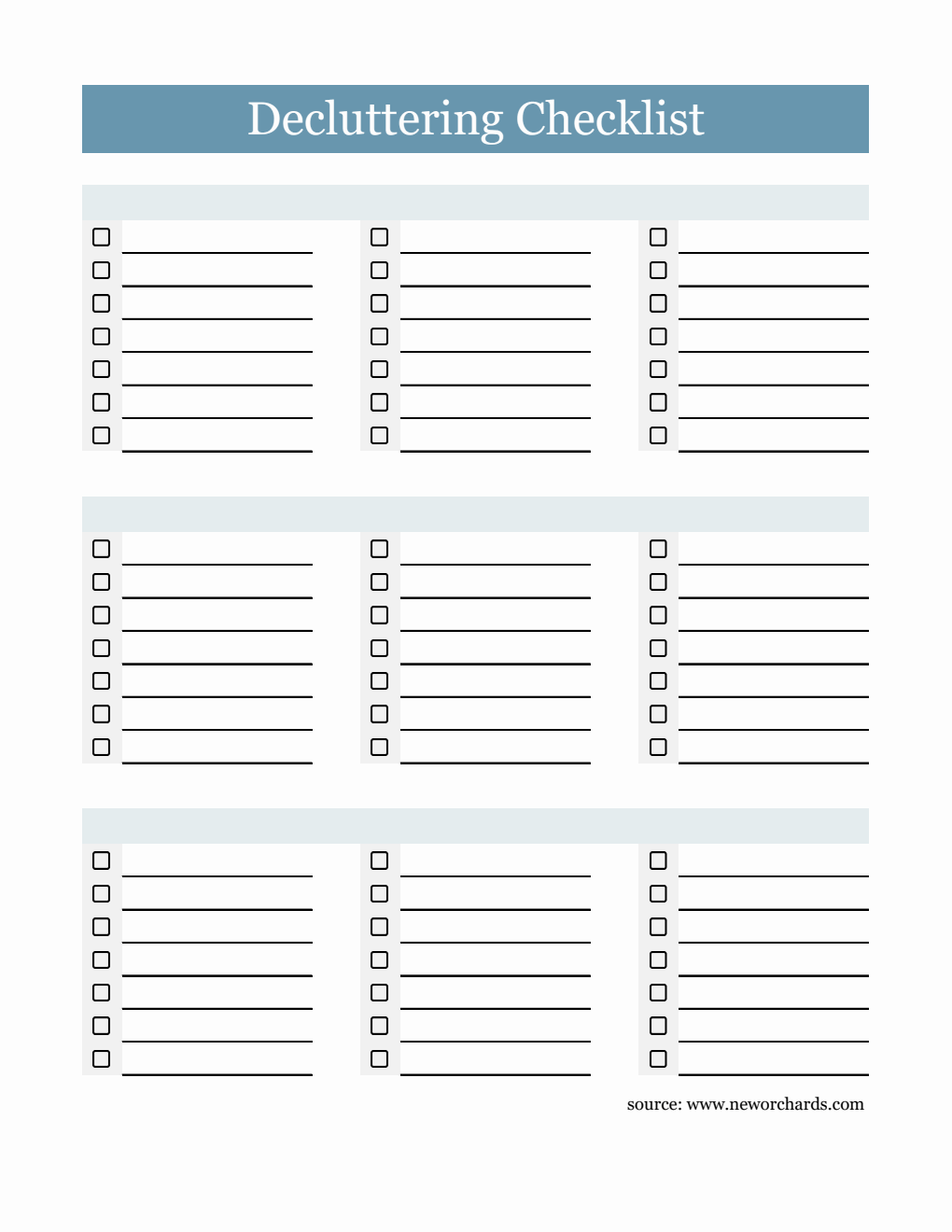 Decluttering Checklist Template in Excel (Customizable)