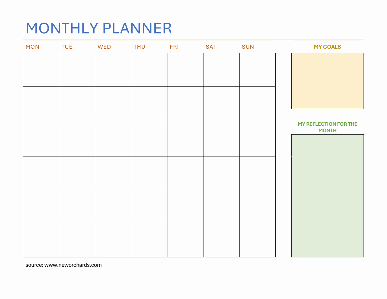 Free At a Glance Monthly Planner -  PDF Download