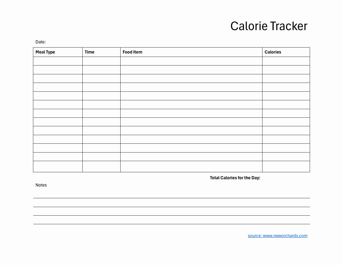 Free Printable Calorie Tracker in PDF (Simple)