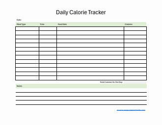 Free Printable Calorie Tracker in Word (Basic)