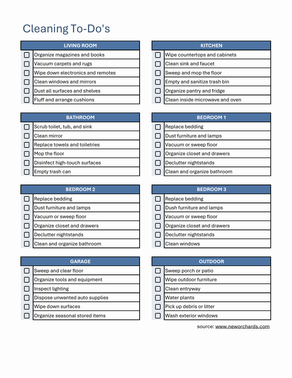 Cleaning To-Do Template | Free Excel Download