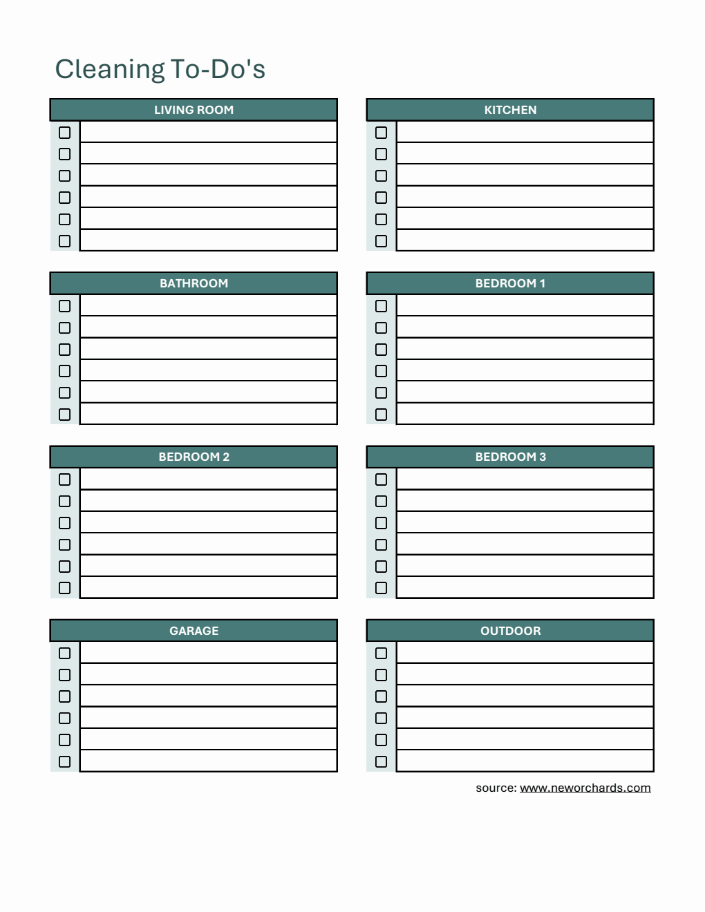 Blank Cleaning To-Do Template | Free Download in Excel