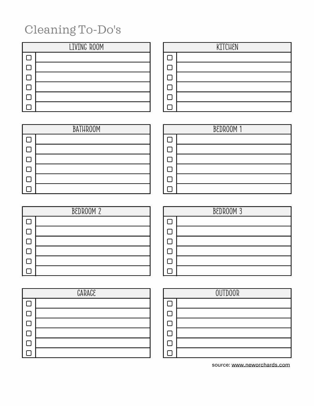 Blank Cleaning To-Do Template | Free Download in Excel