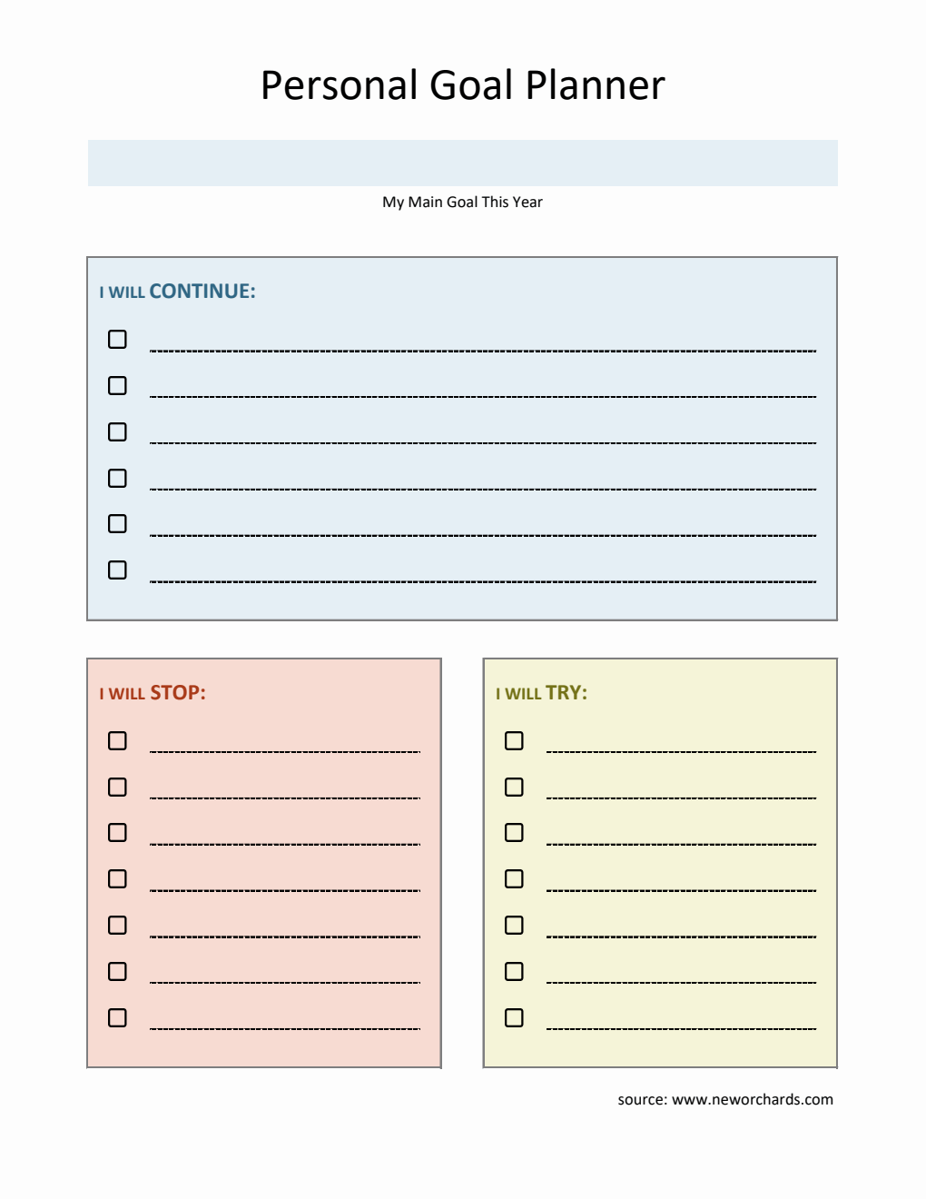 Free Colorful Goal Planner Template in Excel for Personal Growth