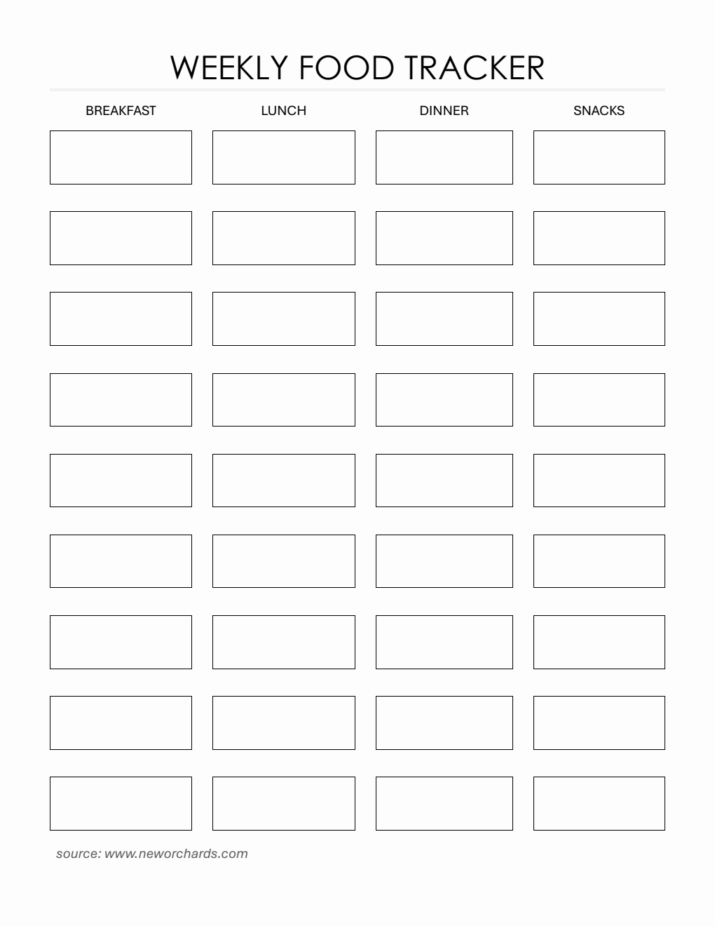 Household Food Tracking Template - Download in Word Format (Minimalist)