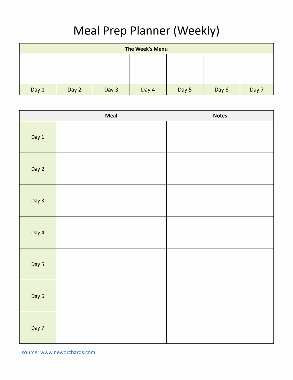 Meal Prep Planner | Free Download in (Word)