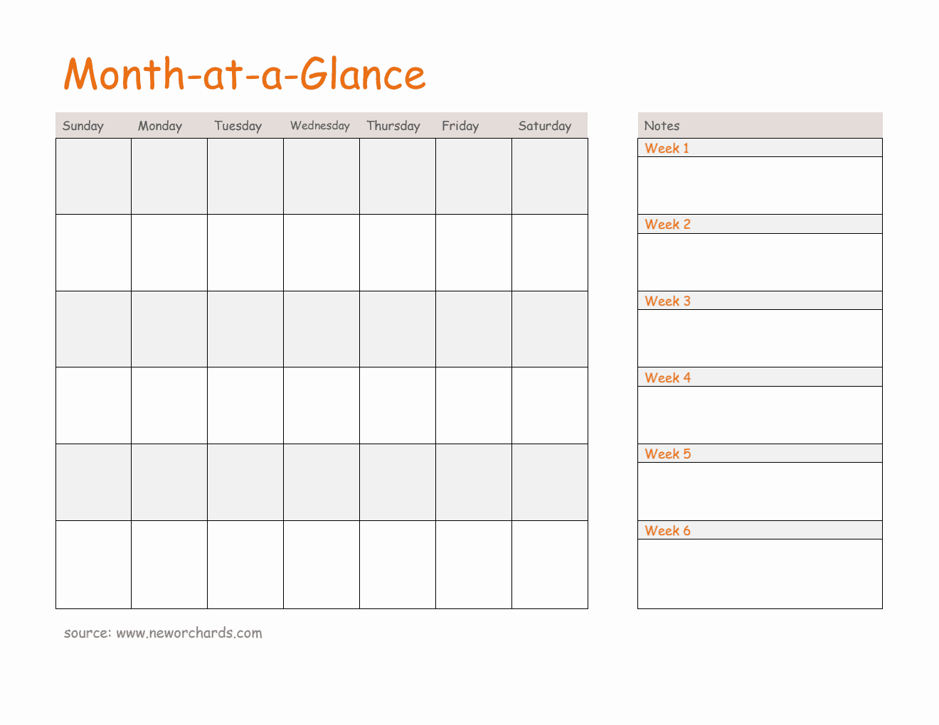 Free Striped Month at a Glance Template in Word