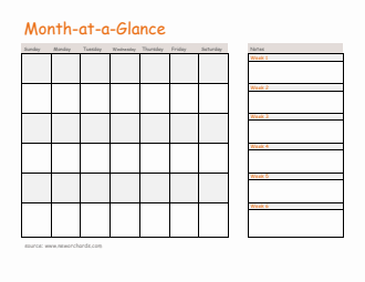 Free Striped Month at a Glance Template in Word