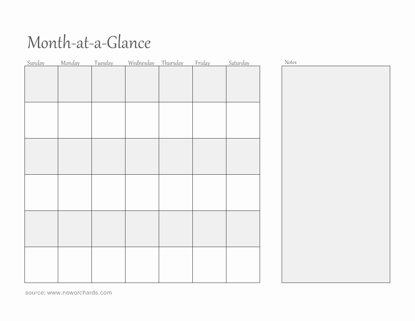 Free  Month at a Glance Template in Word