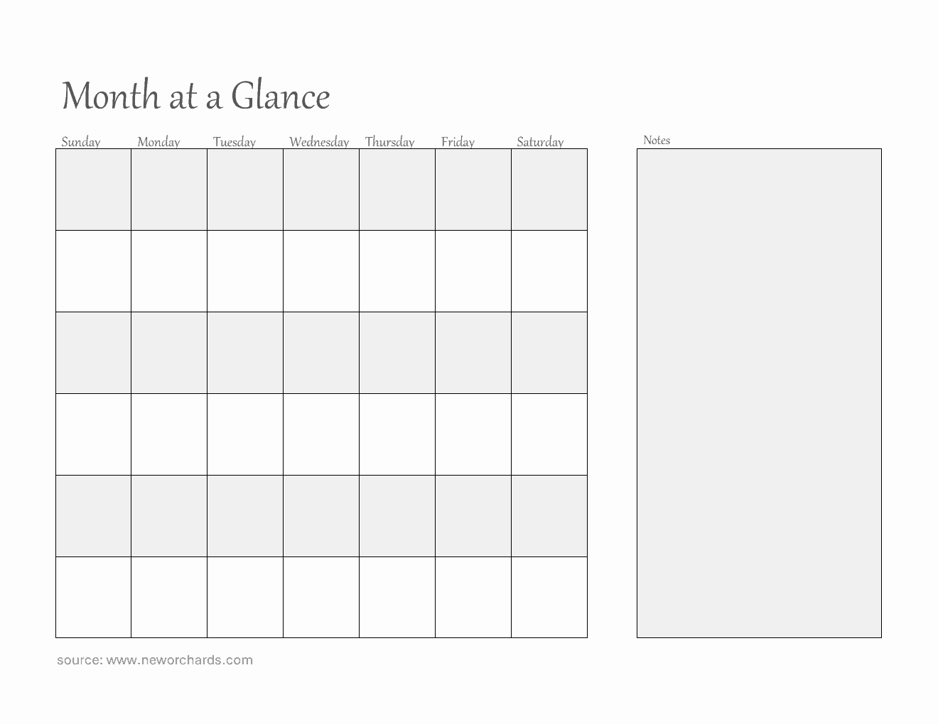 Free  Month at a Glance Template in PDF