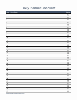 Basic Monthly Checklist Template in Word