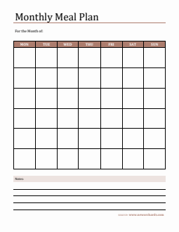 Downloadable Monthly Meal Plan Template - Word