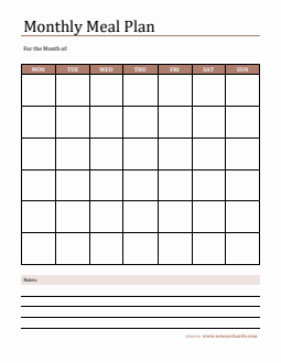 Free Downloadable Monthly Meal Plan Template - Word