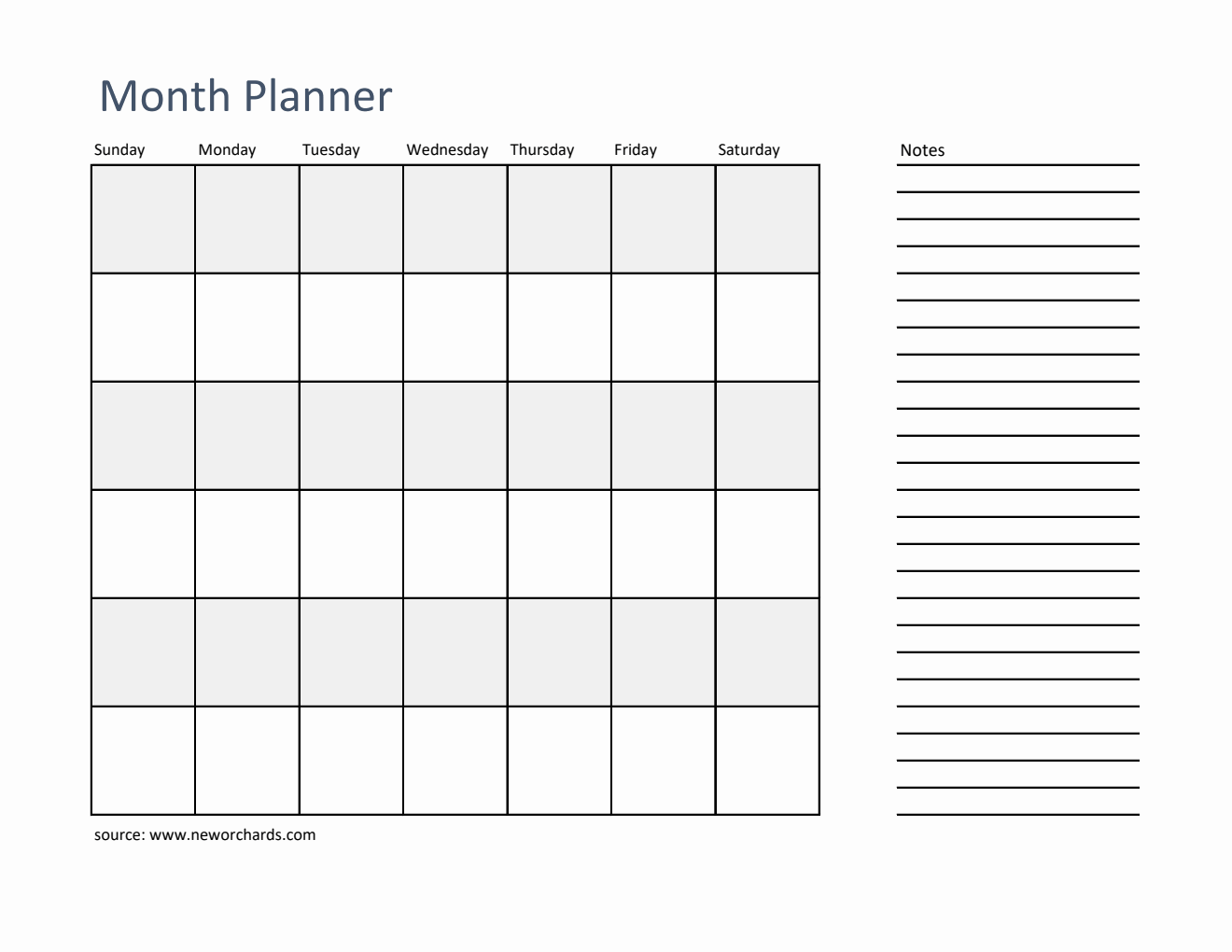 Free Striped Monthly Planner Template (Excel)