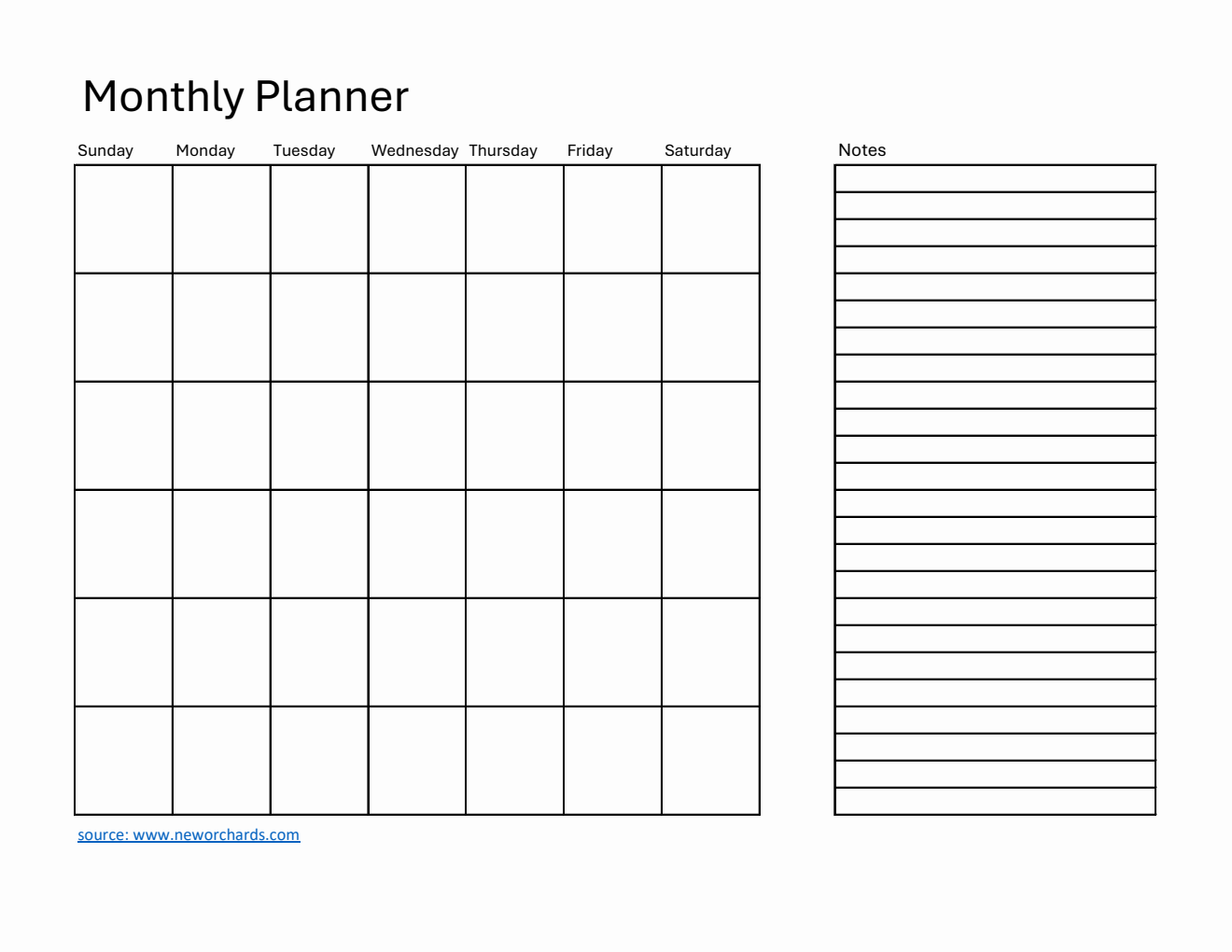 Free Printable Monthly Planner Template (Excel)