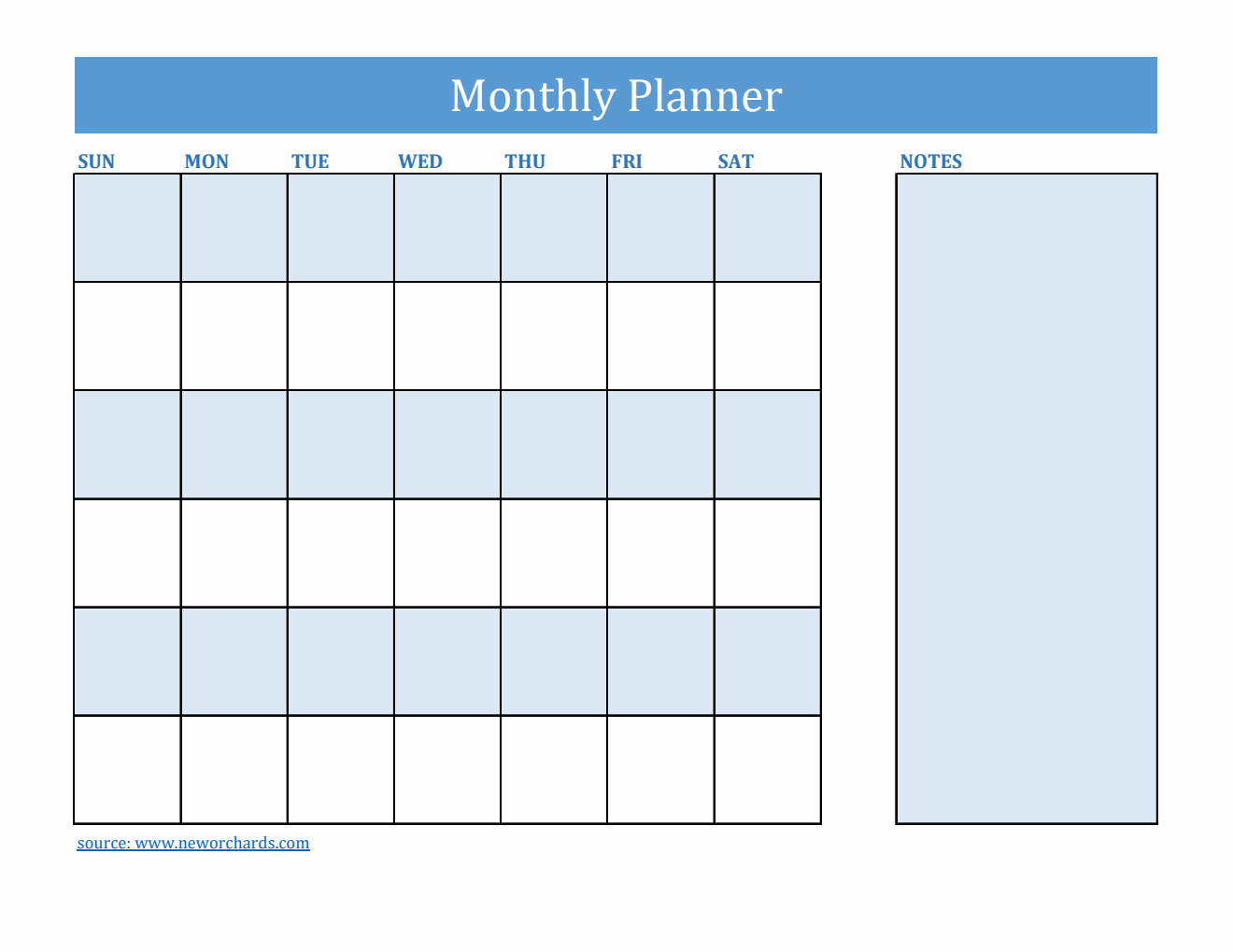 Free Simple Monthly Planner Template (Excel)