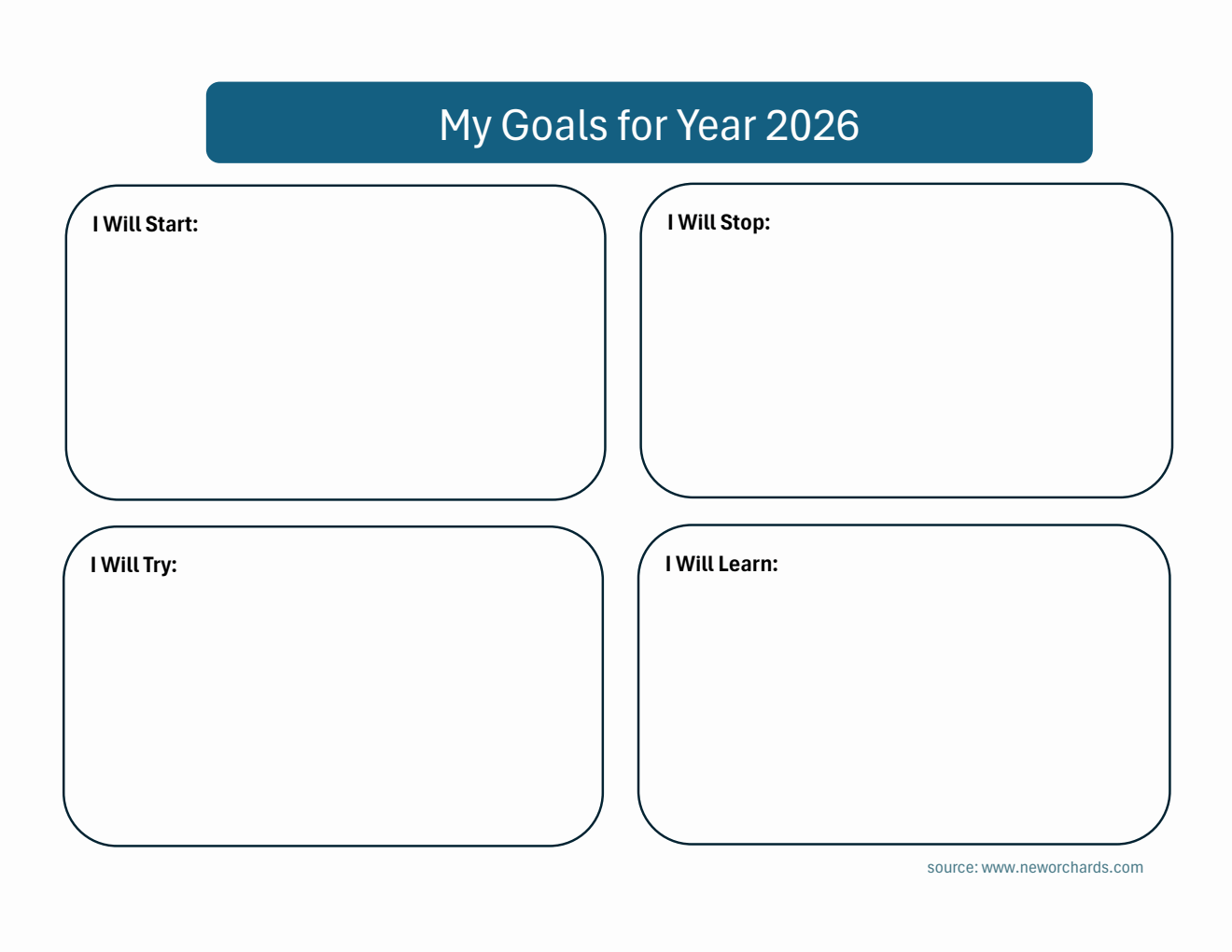 Editable New Year Goals Template | Free Excel Download