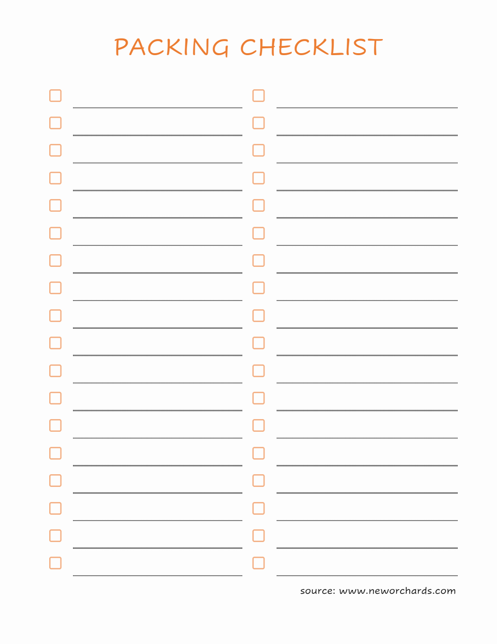 Packing Checklist Template (Excel)