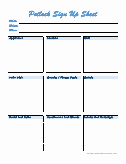 Potluck Sign Up Sheet in Word (Basic)