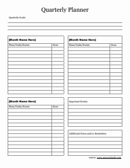 Free Word Quarterly Planner (Blank)