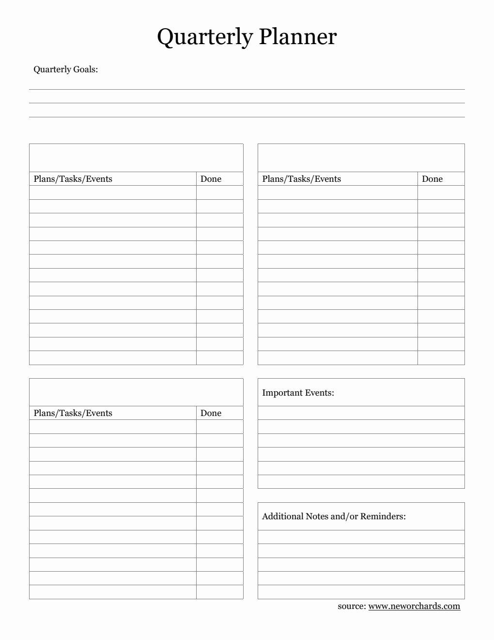 Free PDF Quarterly Planner (Blank)