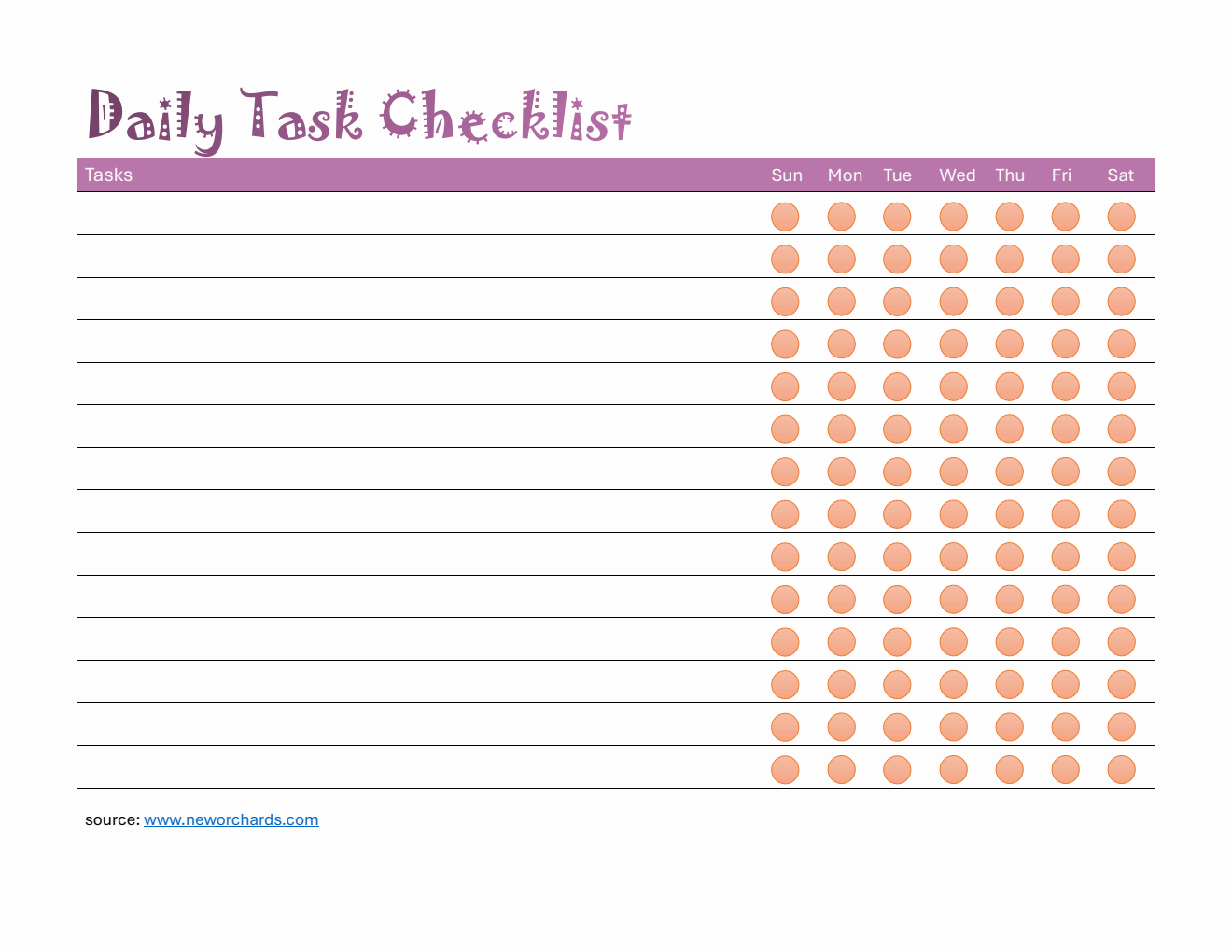 Daily Task Checklist Template PDF