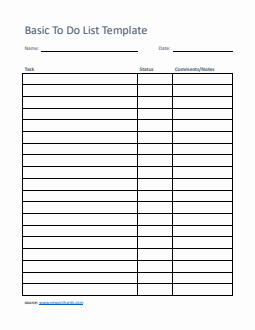 To Do List Template Word (Basic)
