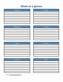 Basic Week at a Glance Template (Word)