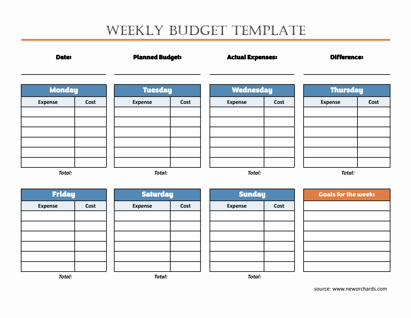 Weekly Budget Template Word - Track Expenses & Manage Your Finances