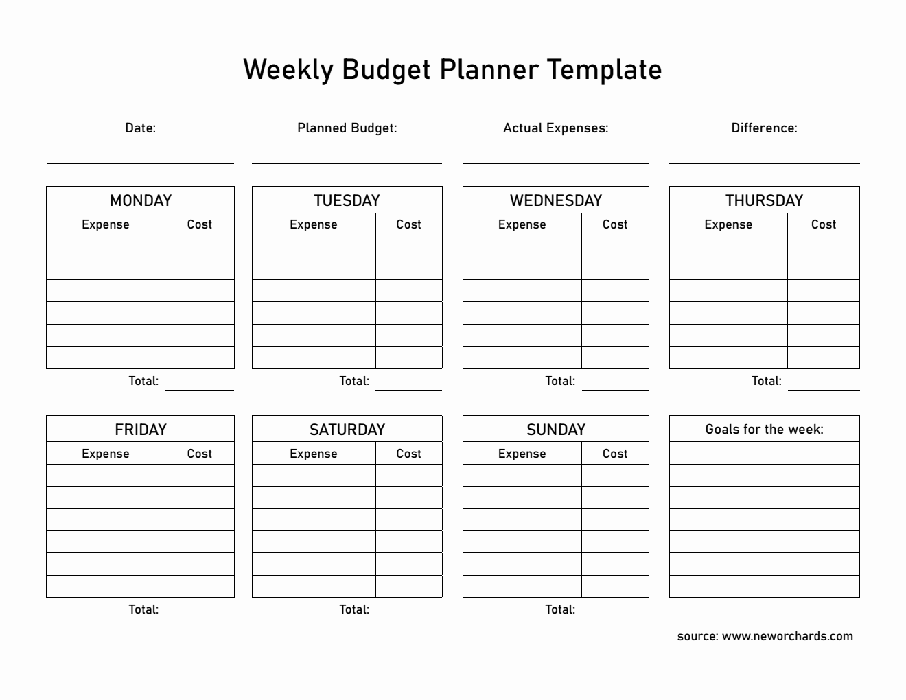 Printable Weekly Budget Template Word - Track Expenses & Manage Your Finances