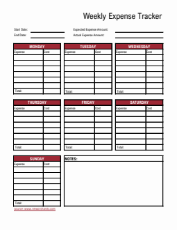 Free Customizable Weekly Expense Tracker in Excel