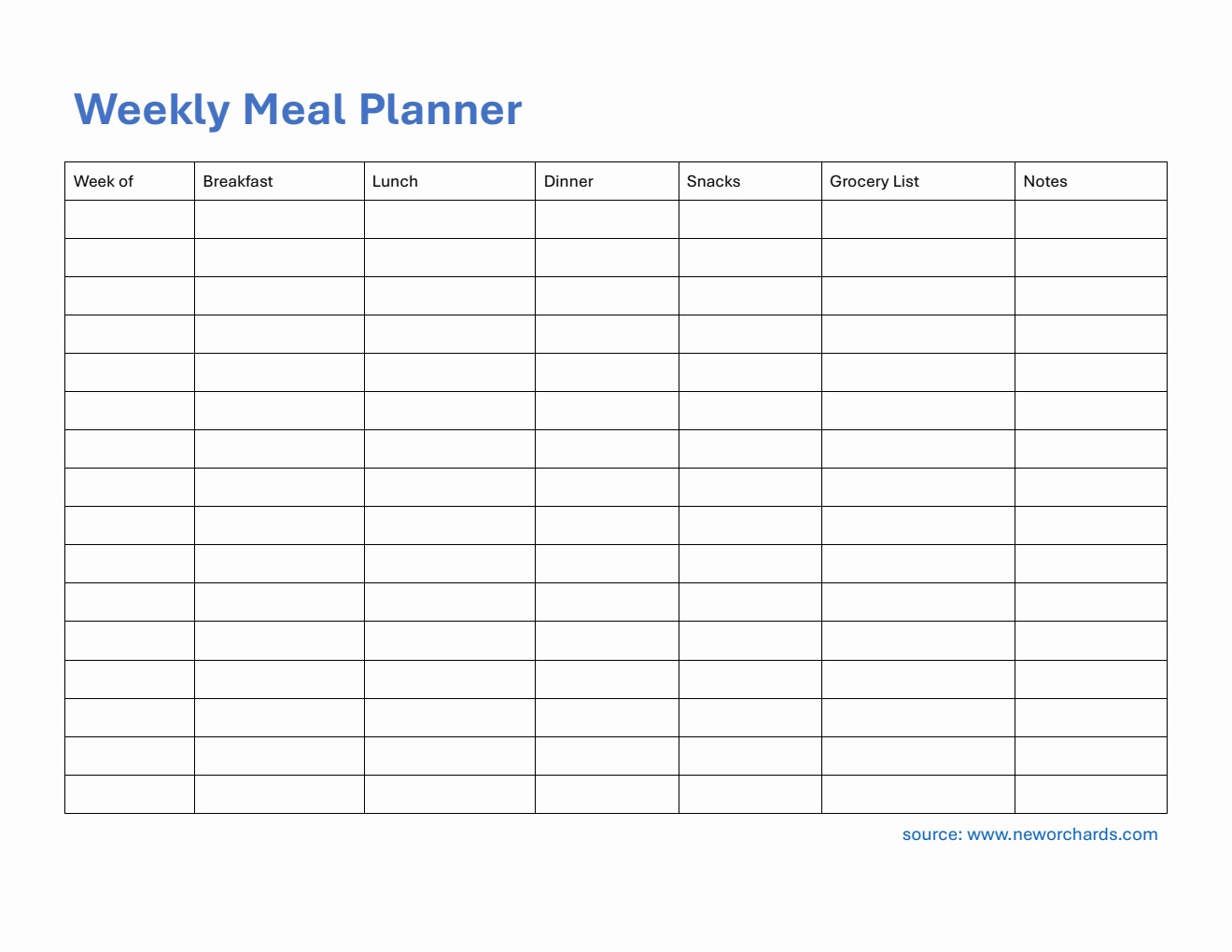 Weekly Meal Planner - PDF