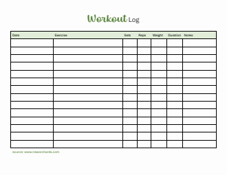 Free Editable Workout Log Template in Word