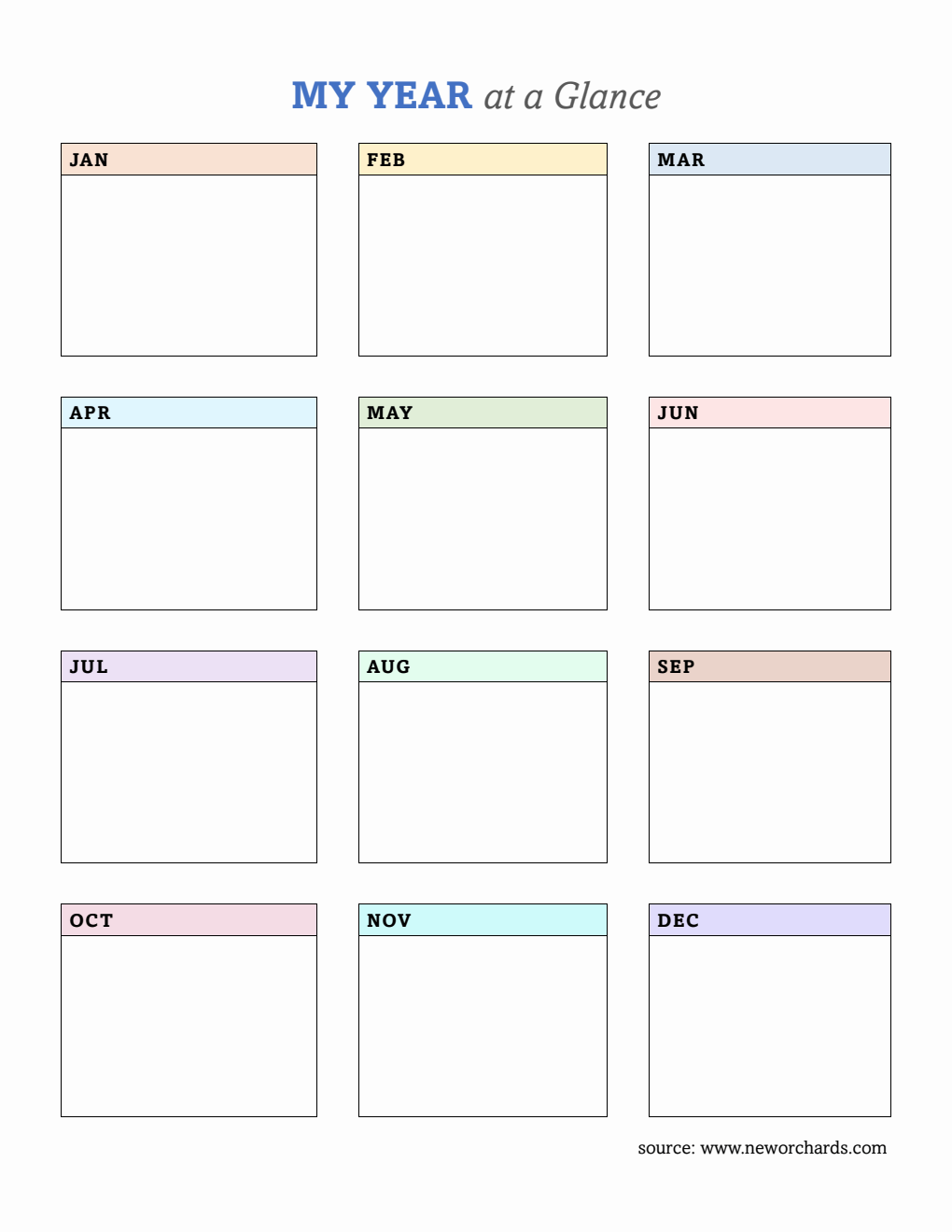 Free  Year-at-a-Glance Template (PDF)