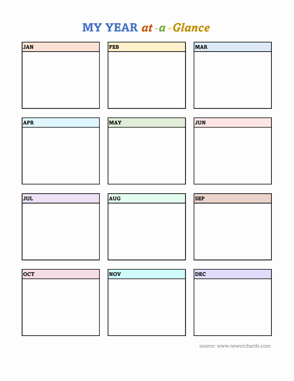 Free  Year-at-a-Glance Template (Excel)