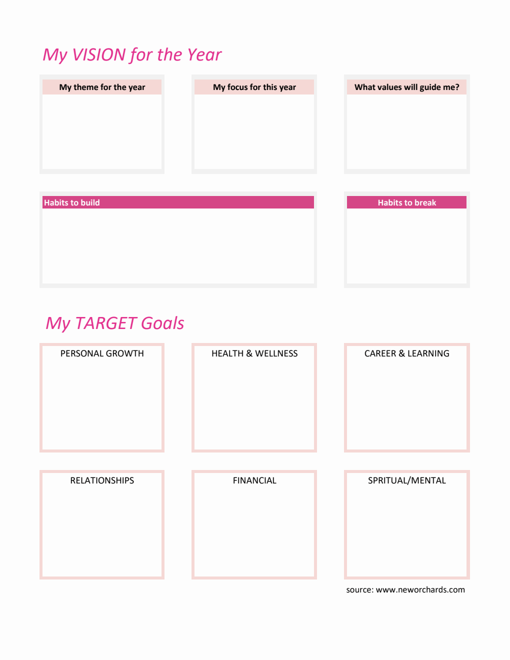 Free Downloadable Yearly Goal Planner Excel