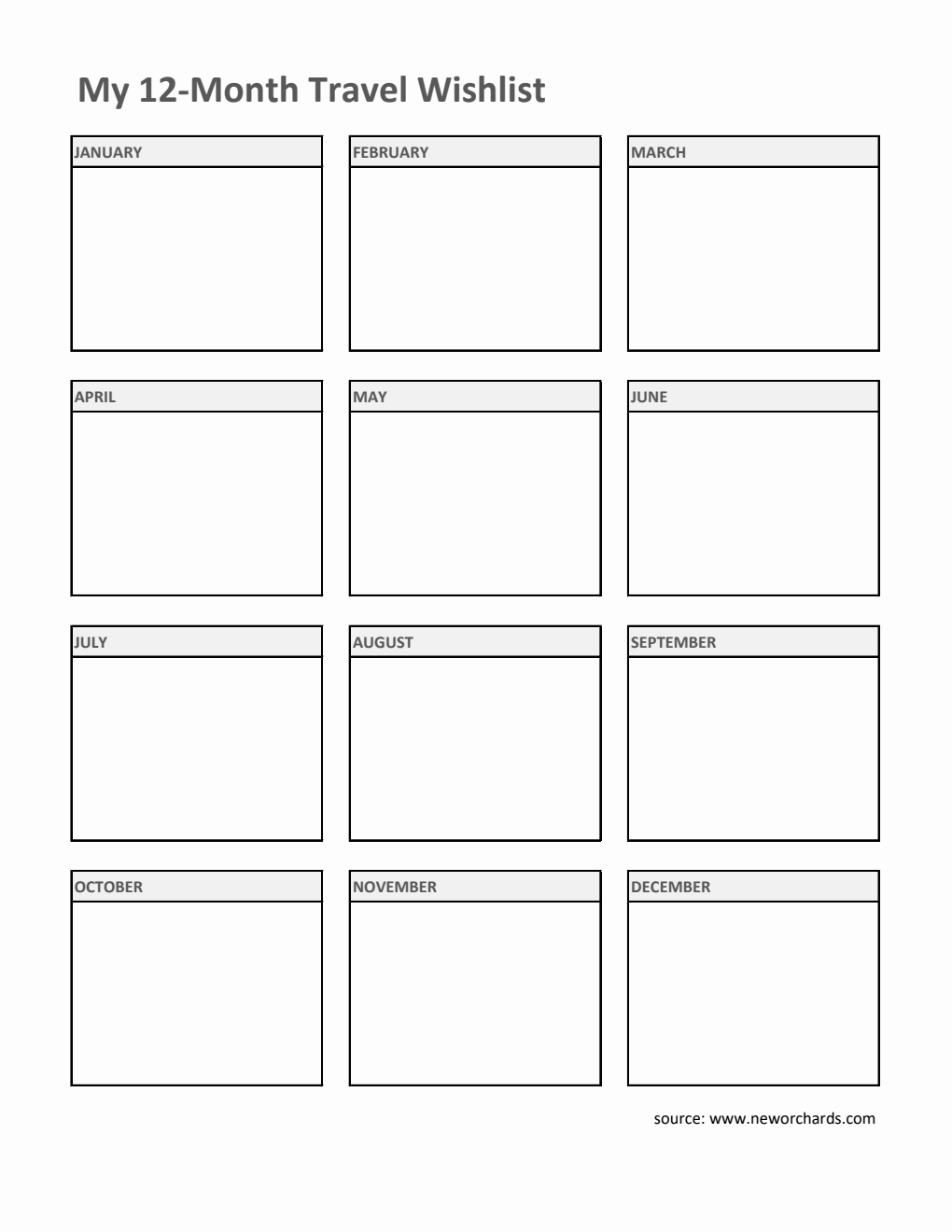 Simple Yearly Travel Planner - Free Excel Download